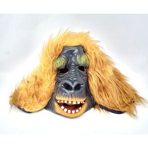 Vintage Scary Gorilla Teeth Halloween Latex Lined Mask Hat Faux Fur